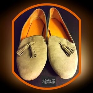 J. Crew Gray Suede/Leather Tasseled Flats
